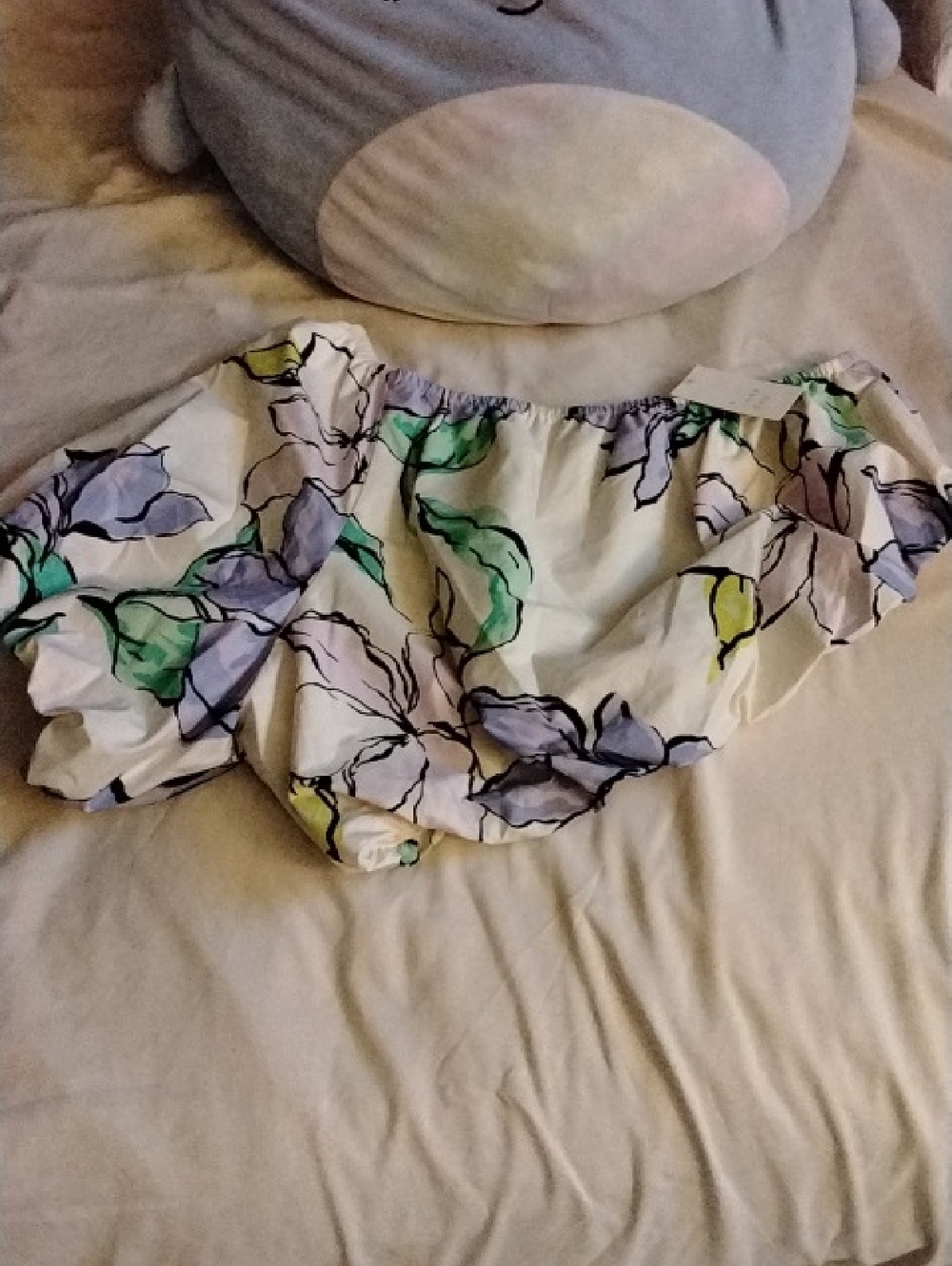 Off-Shoulder Floral Blouse in White with Pastel Print